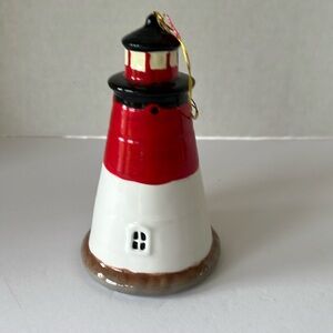 Vintage Silvestri Ceramic Lighthouse and Fish Bell Red Black